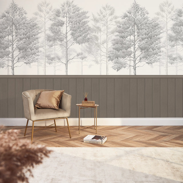 Woodland Whisper Panel Wallpaper in Mocha