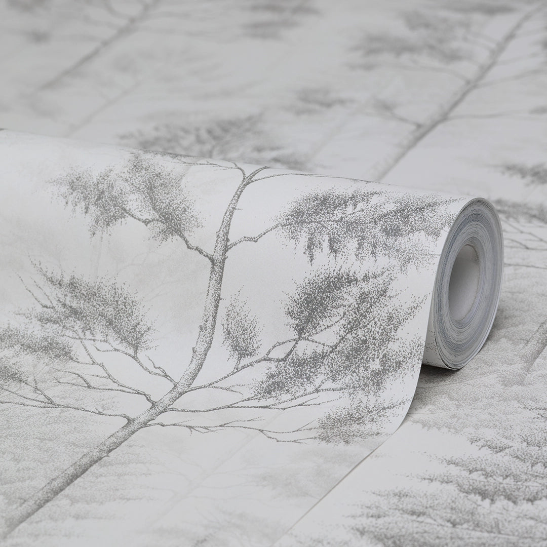 Woodland Whisper Wallpaper in Warm Grey