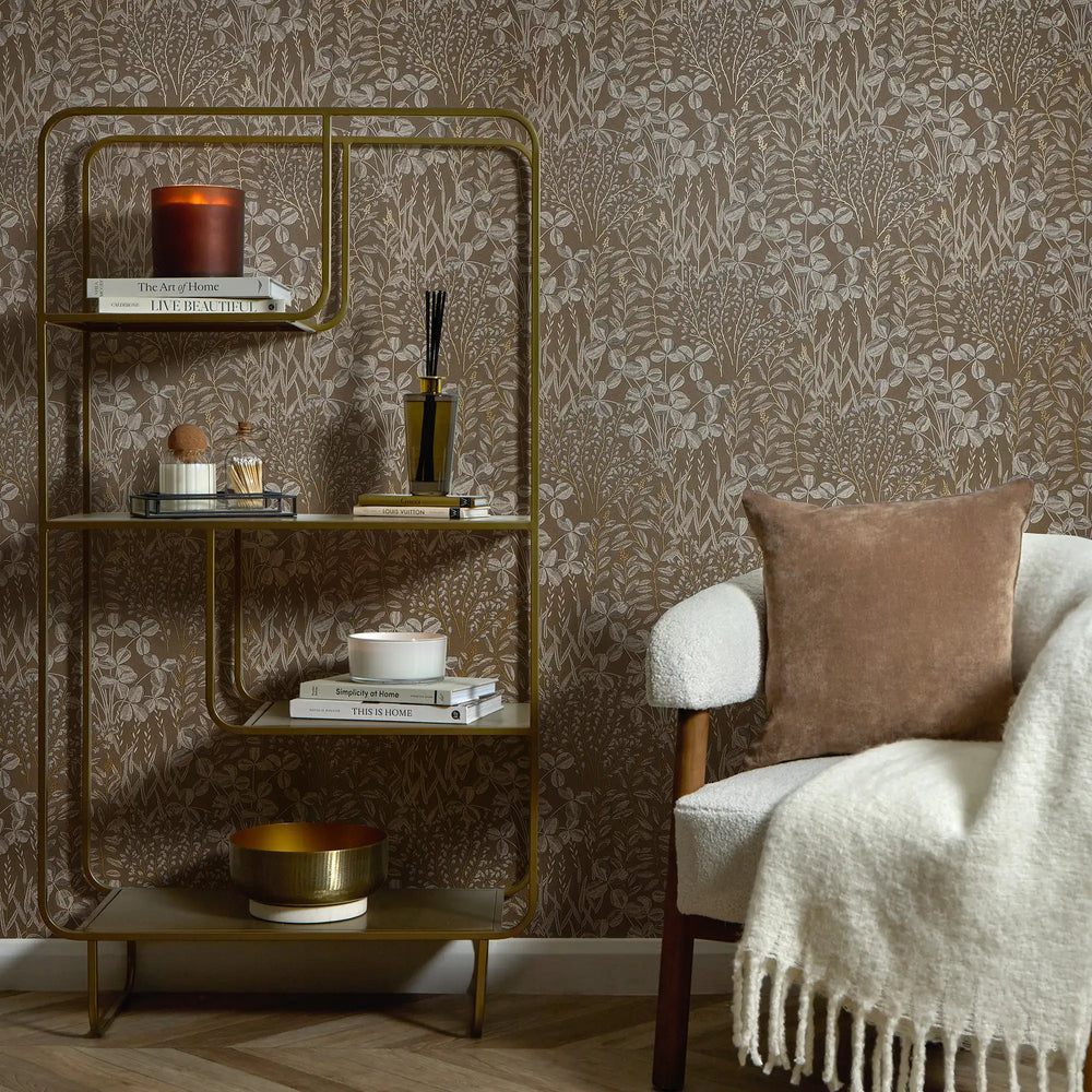 Woodland Meadow Wallpaper in Cappuccino