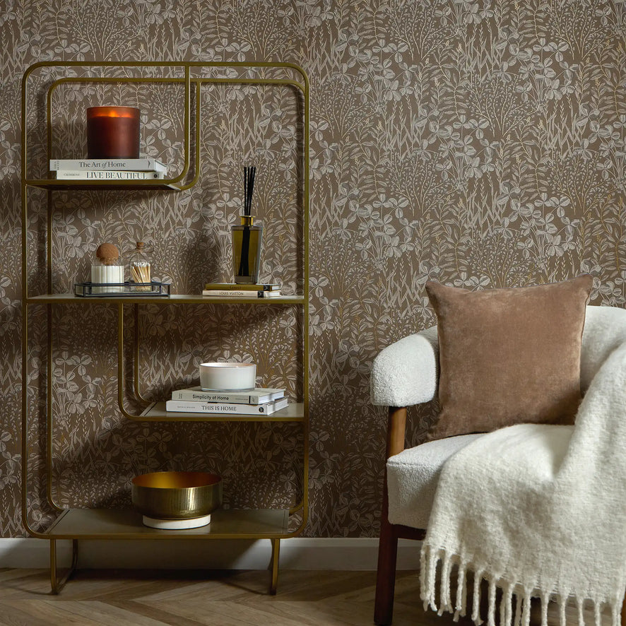 Woodland Meadow Wallpaper in Cappuccino