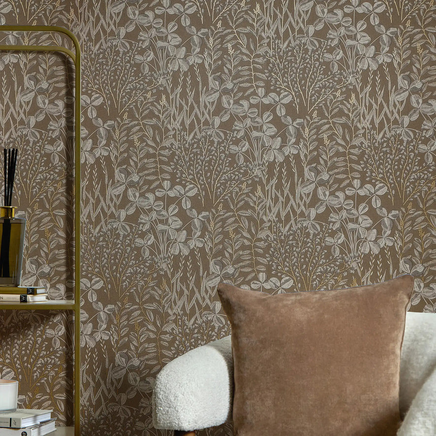 Woodland Meadow Wallpaper in Cappuccino