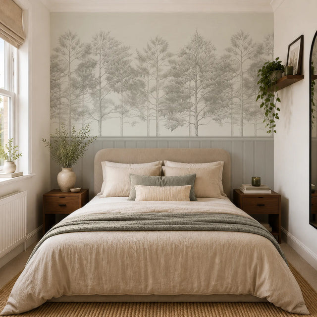 Woodland Whisper Panel Wallpaper in Cream