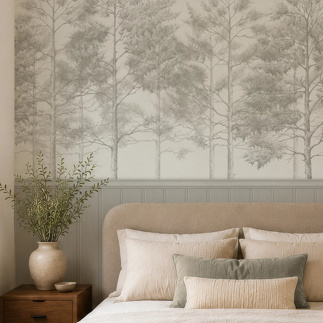 Woodland Whisper Panel Wallpaper in Cream