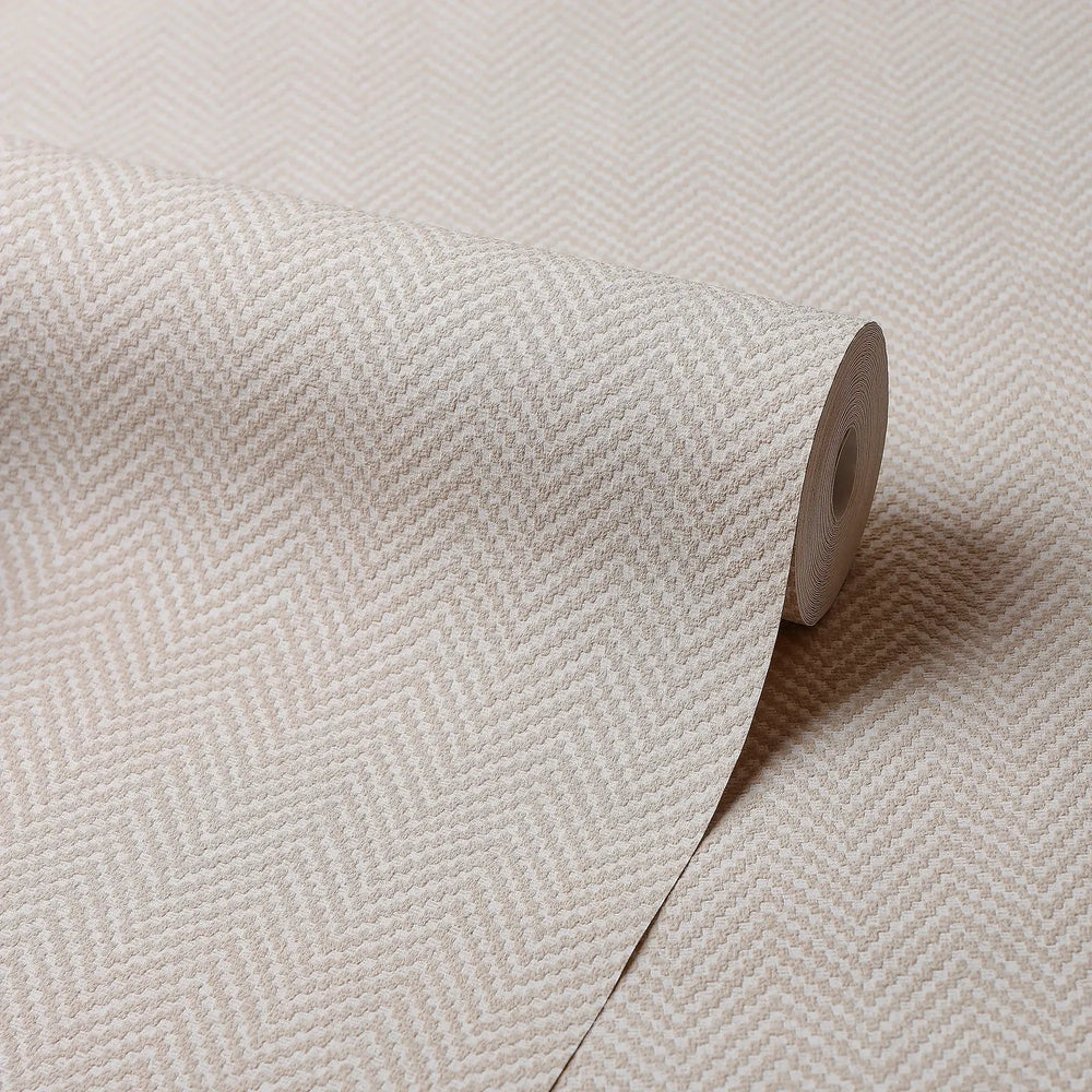 Woven Herringbone Wallpaper in Beige