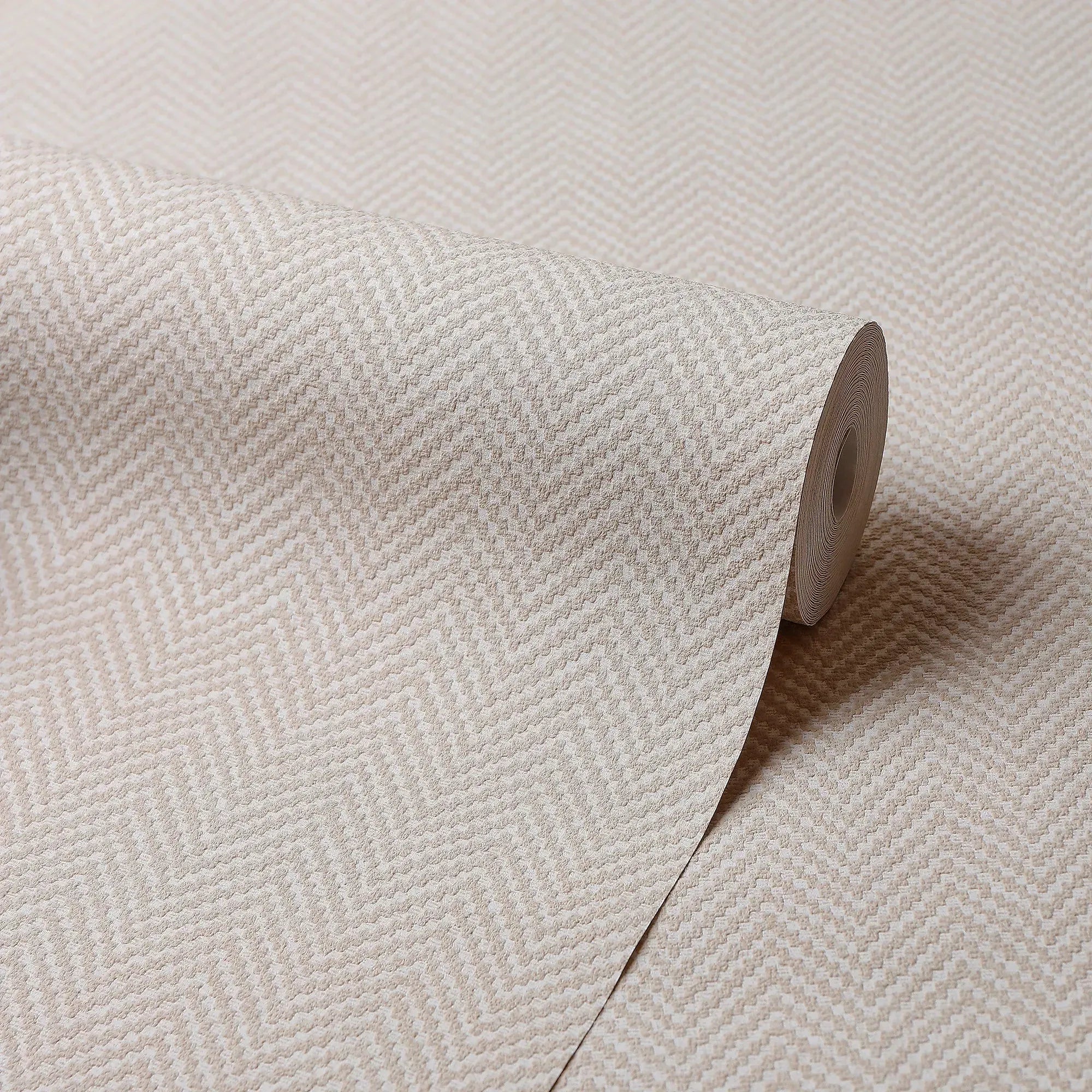 Woven Herringbone Wallpaper in Beige
