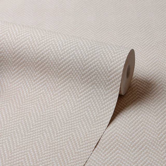 Woven Herringbone Wallpaper in Beige