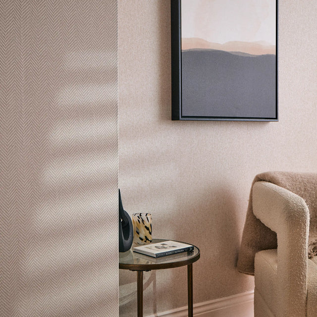 Woven Herringbone Wallpaper in Beige