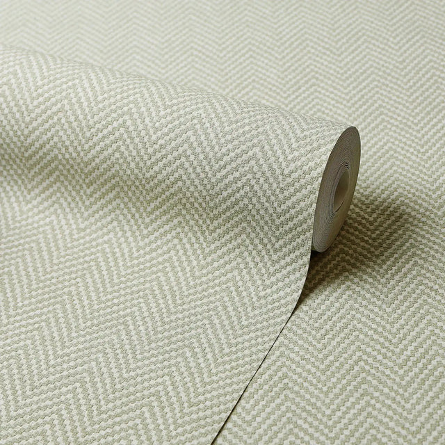 Woven Herringbone Wallpaper in Sage