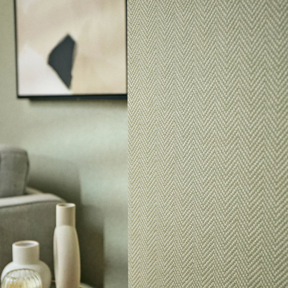 Woven Herringbone Wallpaper in Sage