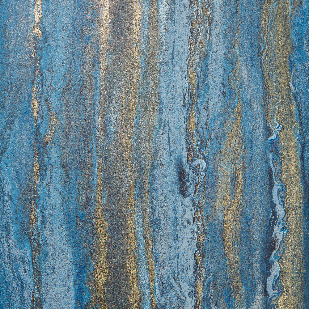 Sample of Zurich Metallic Wallpaper in Sapphire and Metallic Gold