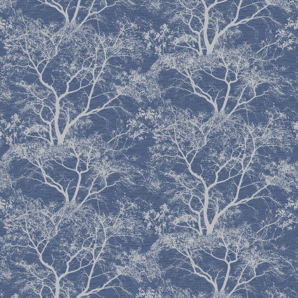 Reiki Trees Glitter Wallpaper in Dark Blue