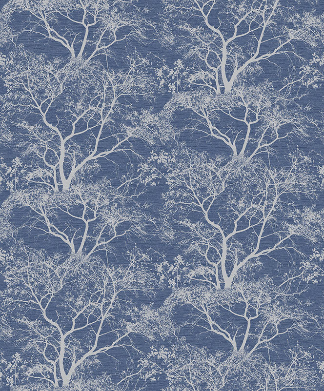 Reiki Trees Glitter Wallpaper in Dark Blue