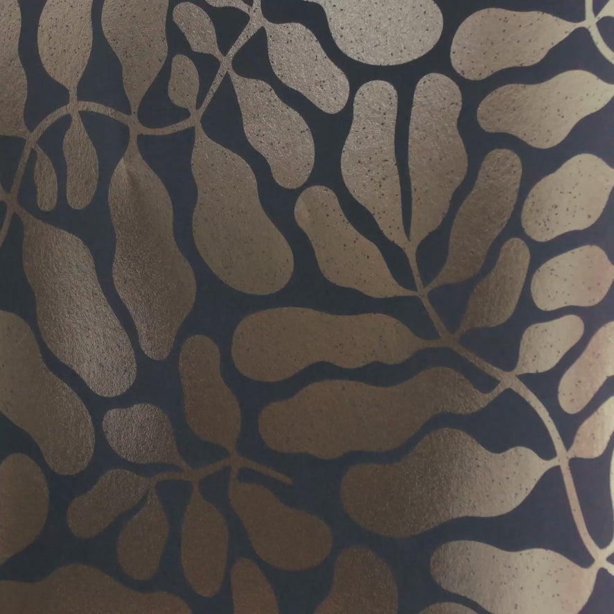 Coral Reef Wallpaper in Navy with Gold Foil