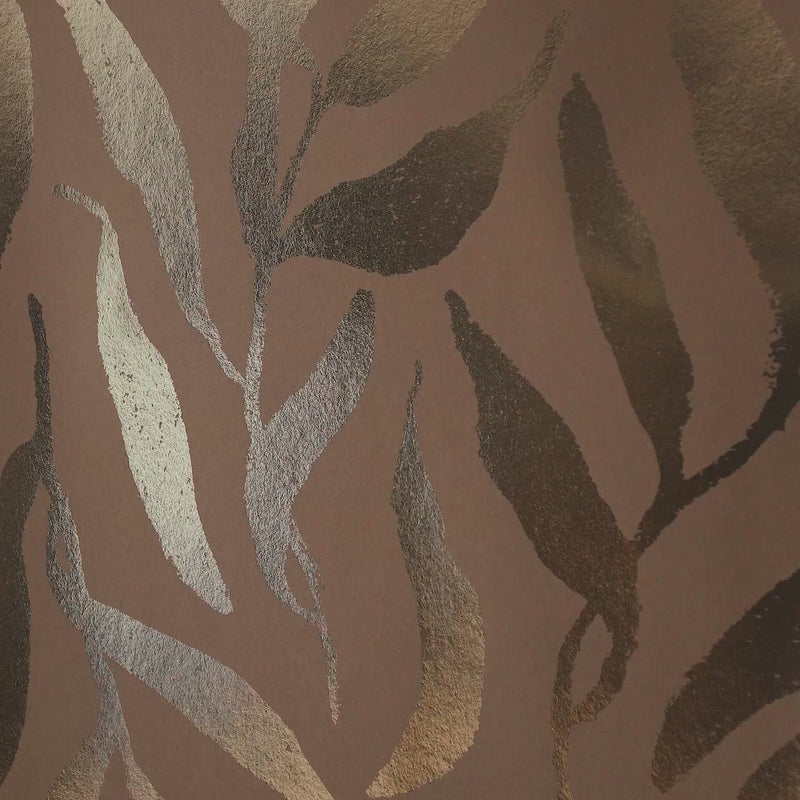 Thumbnail for Olive Leaf Wallpaper in Caramel Latte with Gold Foil
