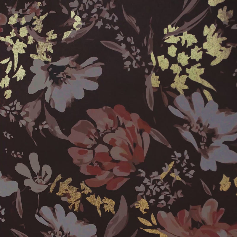 Thumbnail for Shadow Garden Wallpaper in Burgundy with Gold Foil