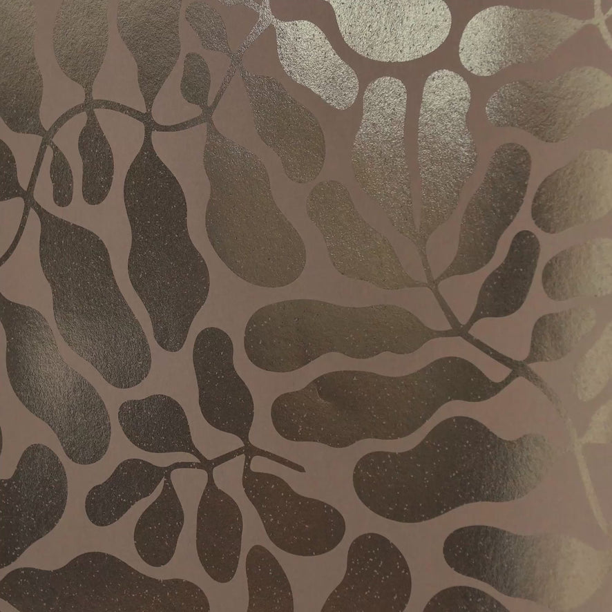 Coral Reef Wallpaper in Caramel Latte with Gold Foil