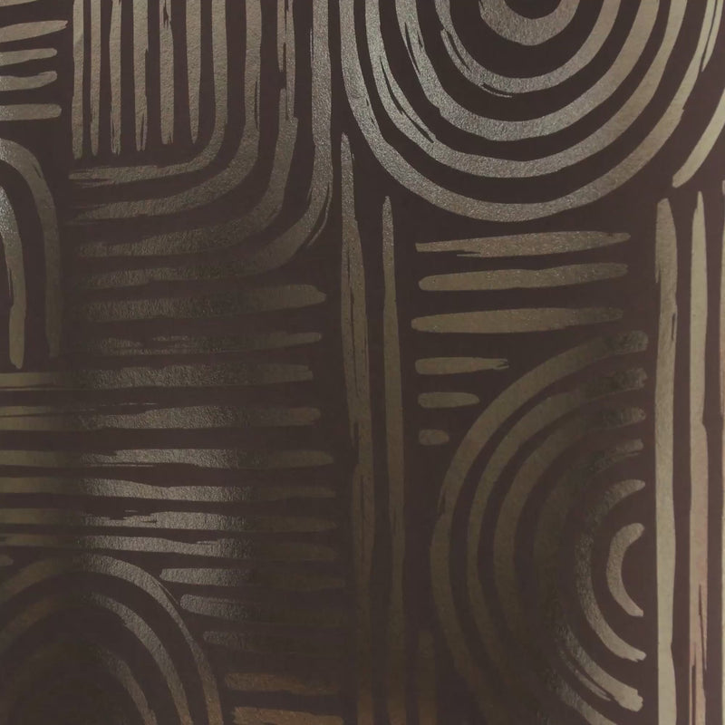 Thumbnail for Raffia Curve Wallpaper in Chocolate with Gold Foil