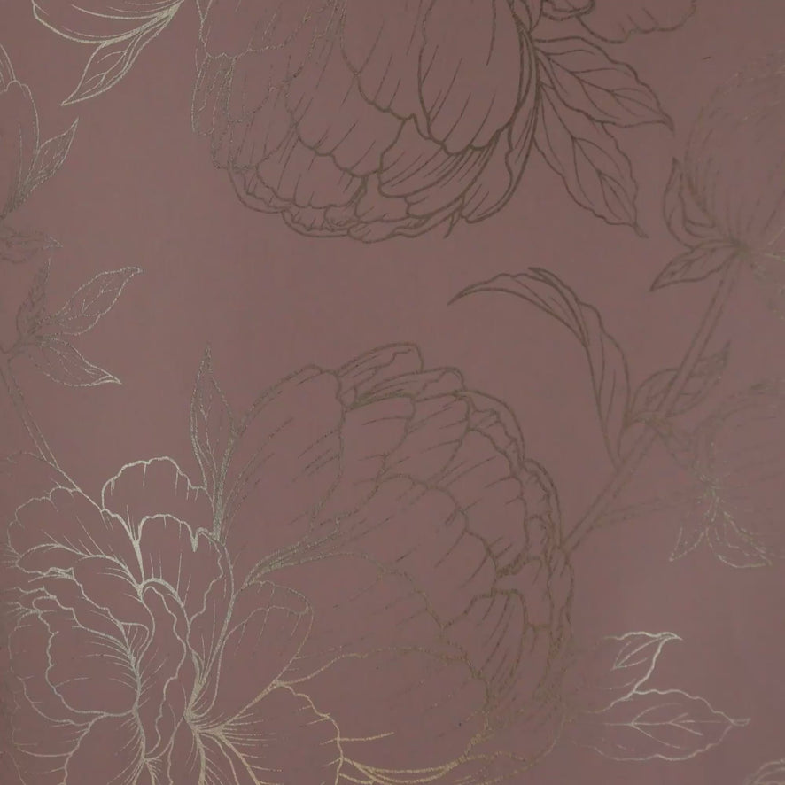 Flora Wallpaper in Pink with Gold Foil
