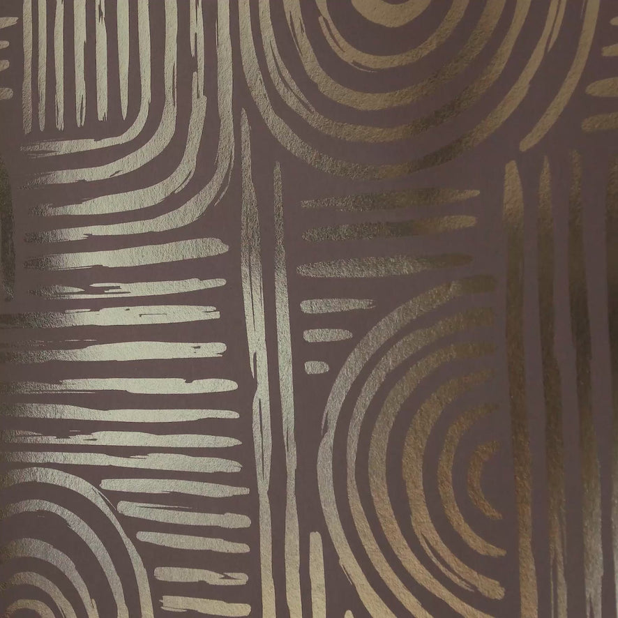Raffia Curve Wallpaper in Almond with Gold Foil