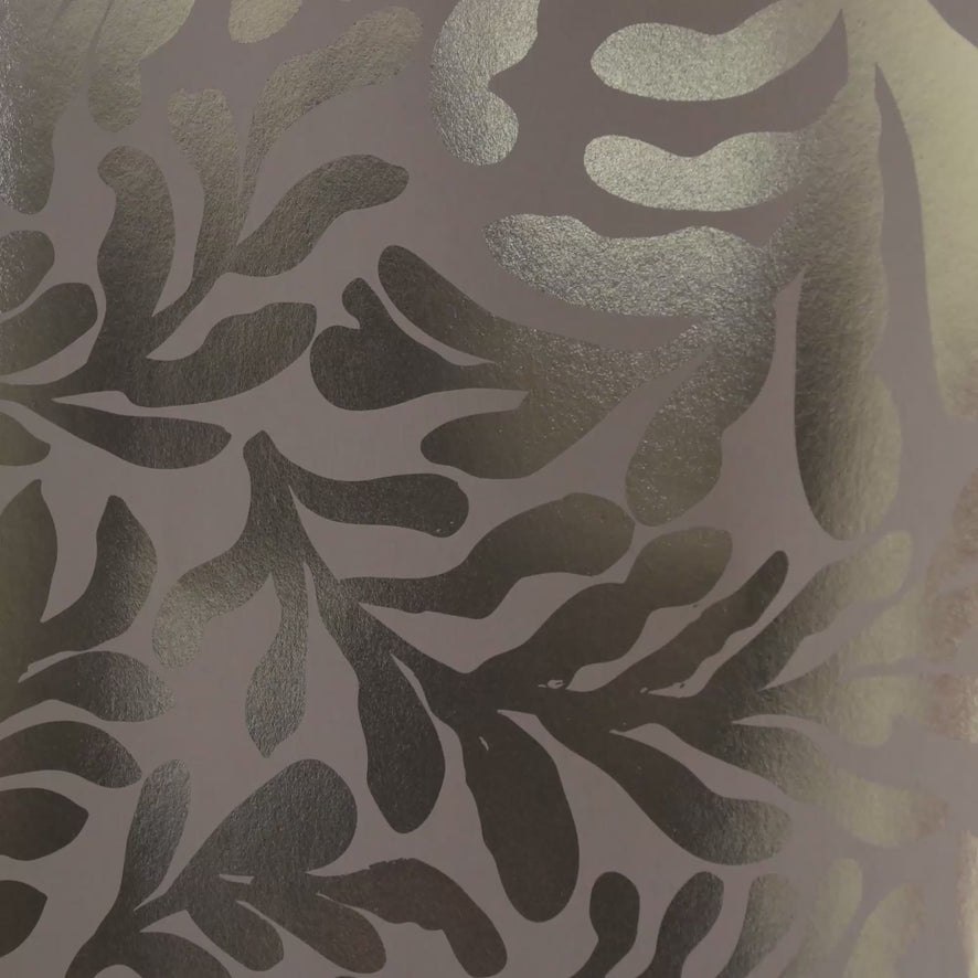 Coral Leaf Wallpaper in Cream with Gold Foil