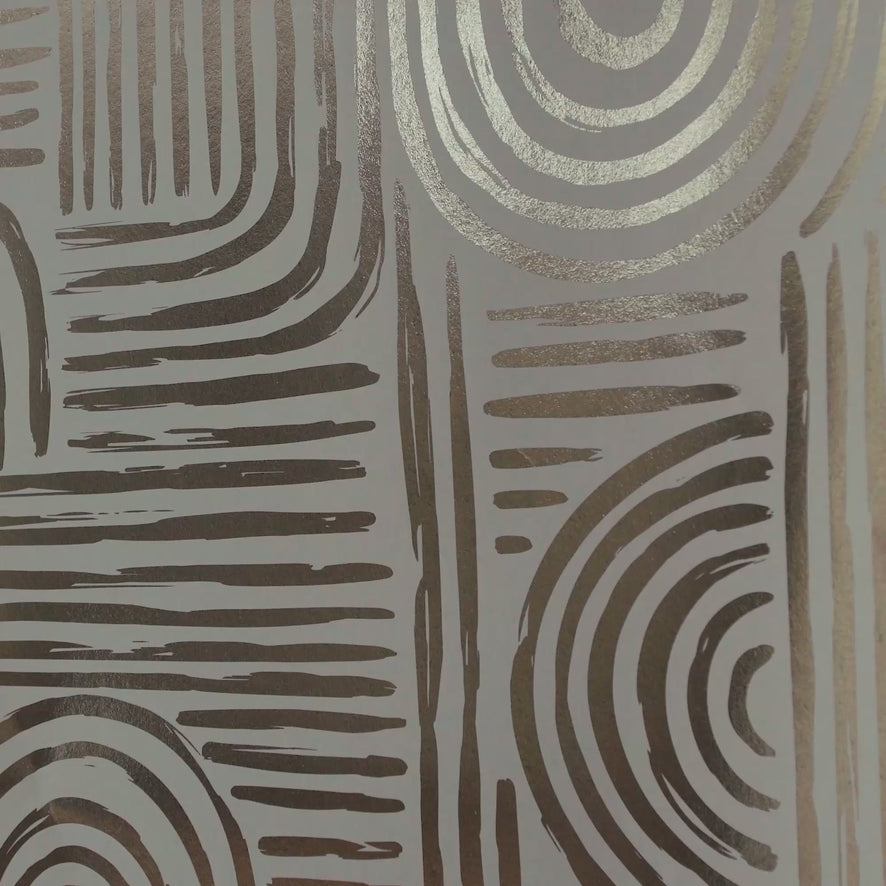 Raffia Curve Wallpaper in Pale Green with Gold Foil