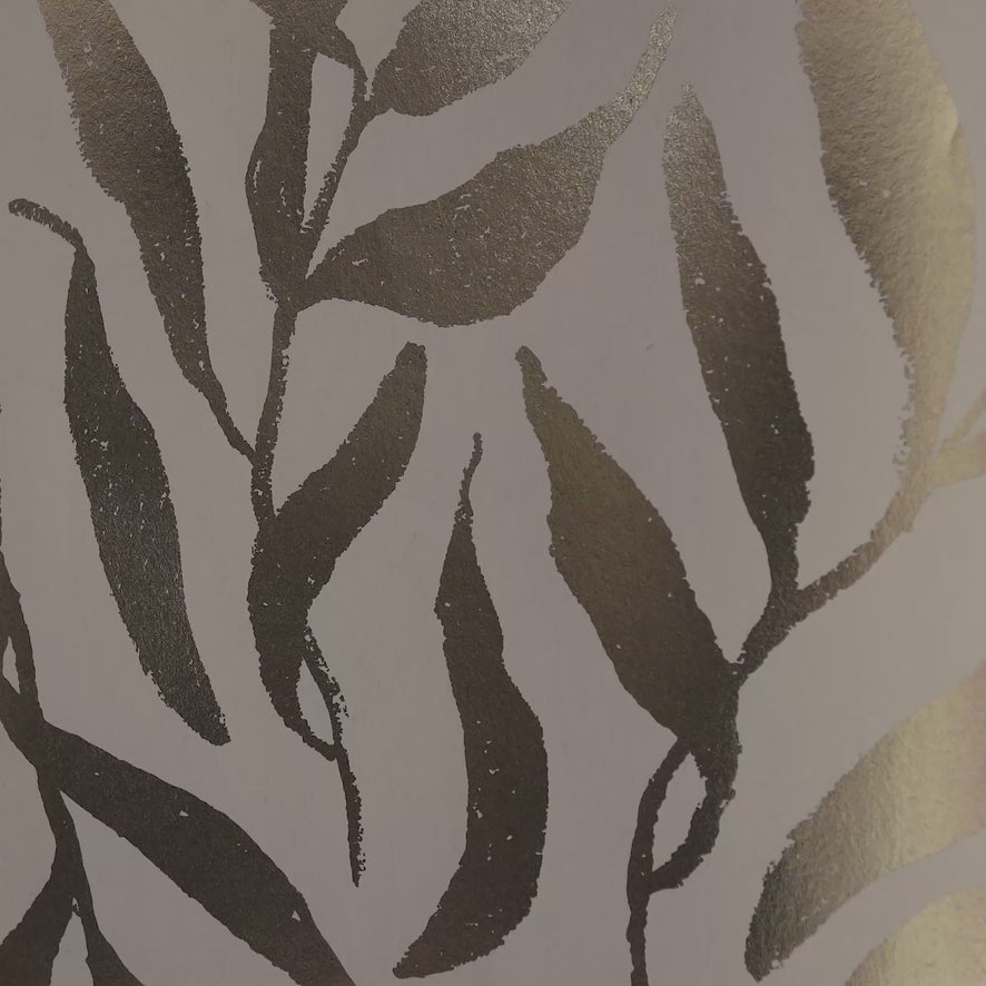 Olive Leaf Wallpaper in Cream with Gold Foil