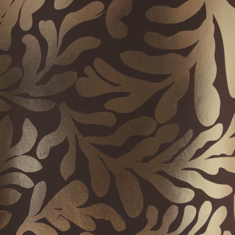 Thumbnail for Coral Leaf Wallpaper in Chocolate with Gold Foil