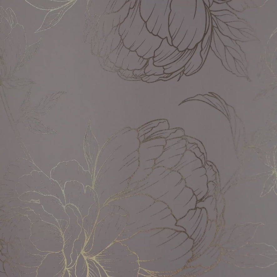 Flora Wallpaper in Off White with Gold Foil