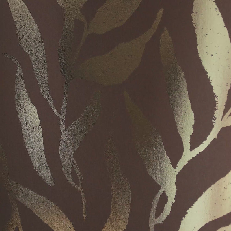 Thumbnail for Olive Leaf Wallpaper in Mocha with Gold Foil