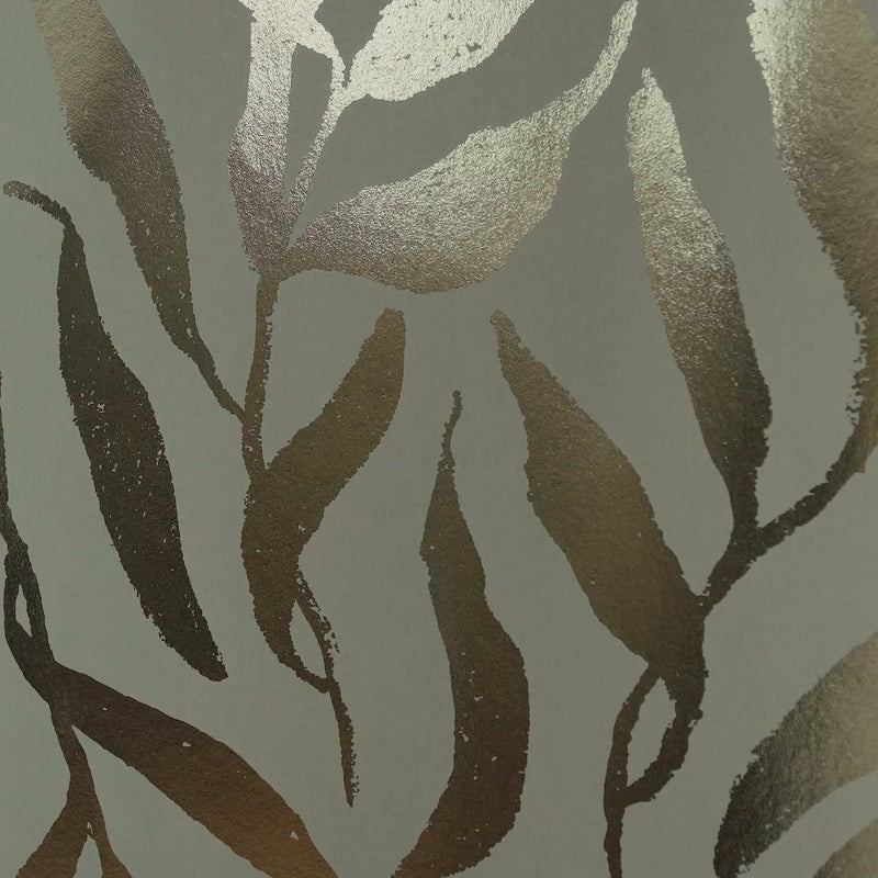 Thumbnail for Olive Leaf Wallpaper in Sage Green with Gold Foil