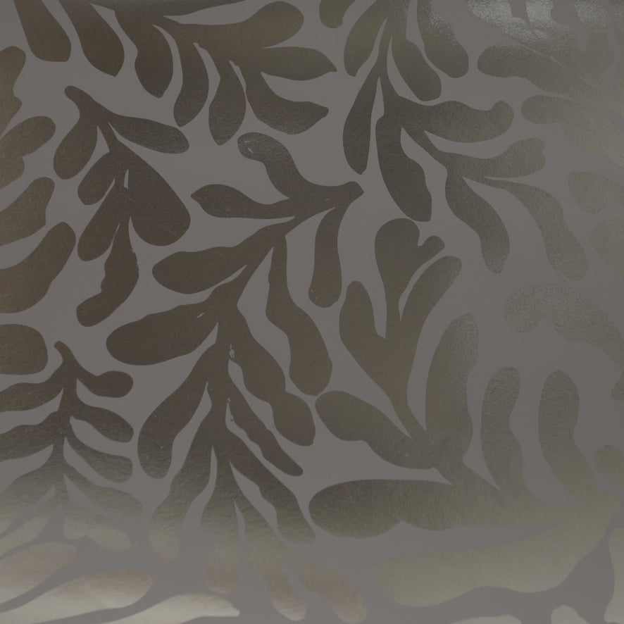 Coral Leaf Wallpaper in Pale Green with Gold Foil