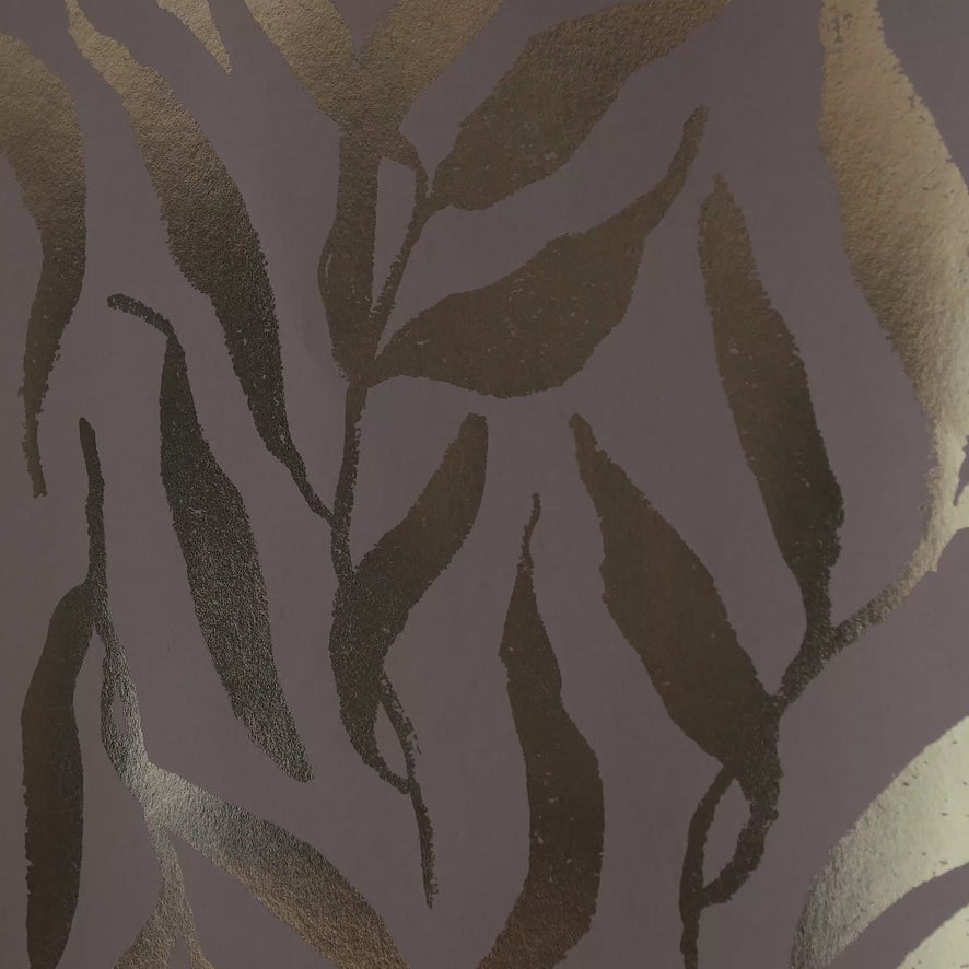 Olive Leaf Wallpaper in Beige with Gold Foil