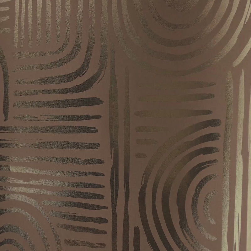 Thumbnail for Raffia Curve Wallpaper in Caramel with Gold Foil