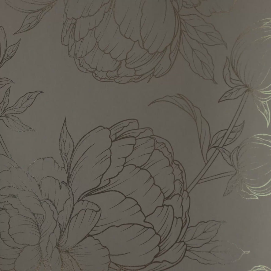 Flora Wallpaper in Sage Green with Gold Foil