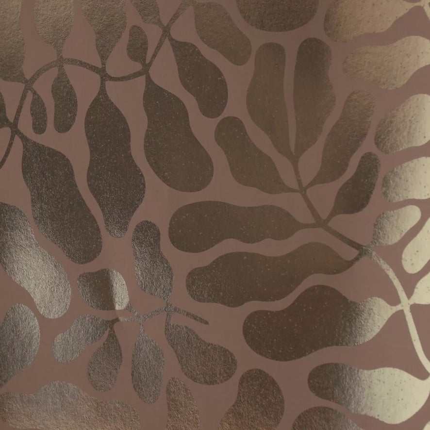 Coral Reef Wallpaper in Caramel with Gold Foil