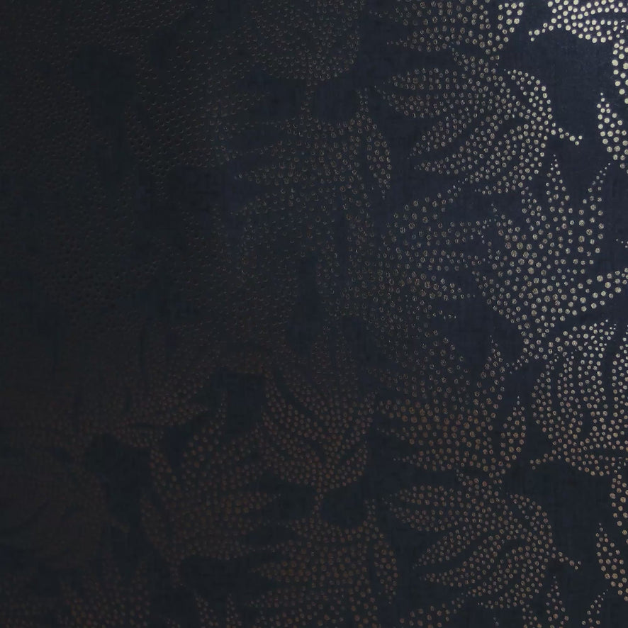 Speckled Leaf Wallpaper in Navy with Gold Foil